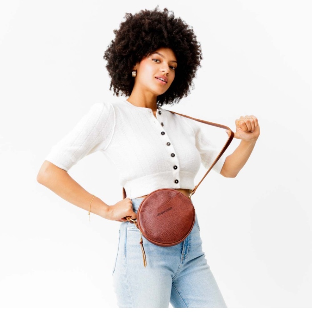 Portland Leather Mini Circle Crossbody Bag - Picture 2 of 15